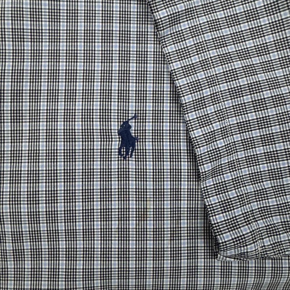 Ralph Lauren Blake Shirt Men Large Blue Grey Plaid Short Sleeve Cotton Button Up - Picture 4 of 9